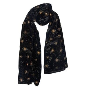 The Great Gatsby X Unique Vintage Black & Gold Velvet Starburst Hair Scarf